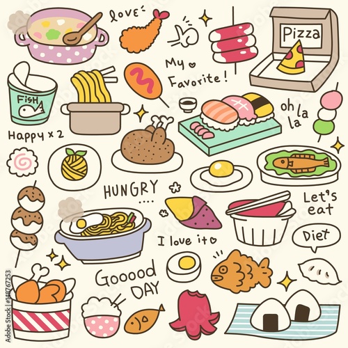 Set of Cute Meal and Dish Doodle