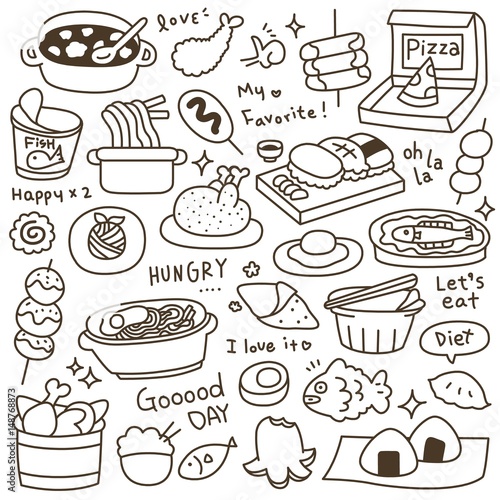 Set of Cute Meal and Dish Doodle