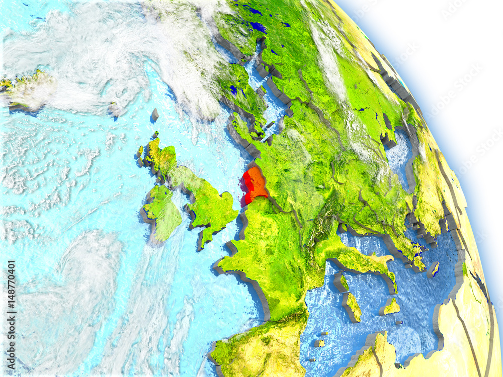 Netherlands on model of Earth