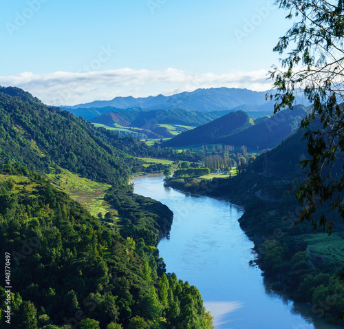 Panoramic beautiful scenery of Whanganui river road in National Park in Autumn , Whanganui , North Island of New Zealand