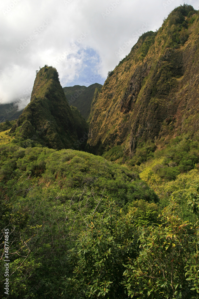 The Iao Needle (rising 370 m from the Iao valley), Maui, Hawaii, USA