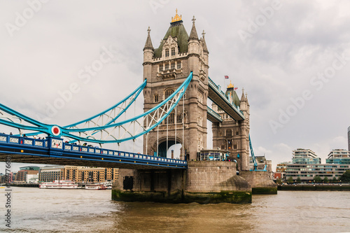 View of Tower Bridge end Thames River at Sunset. London, UK.