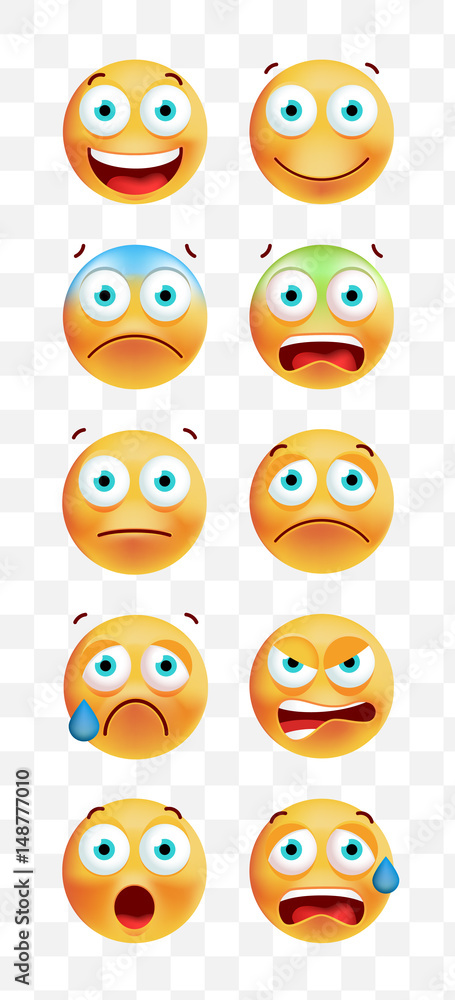 Set of Cute Emoticons on White Background. Isolated Vector Illustration Set of Cute Emoticons on White Background. Isolated Vector Illustration