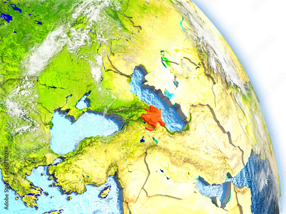Azerbaijan on model of Earth