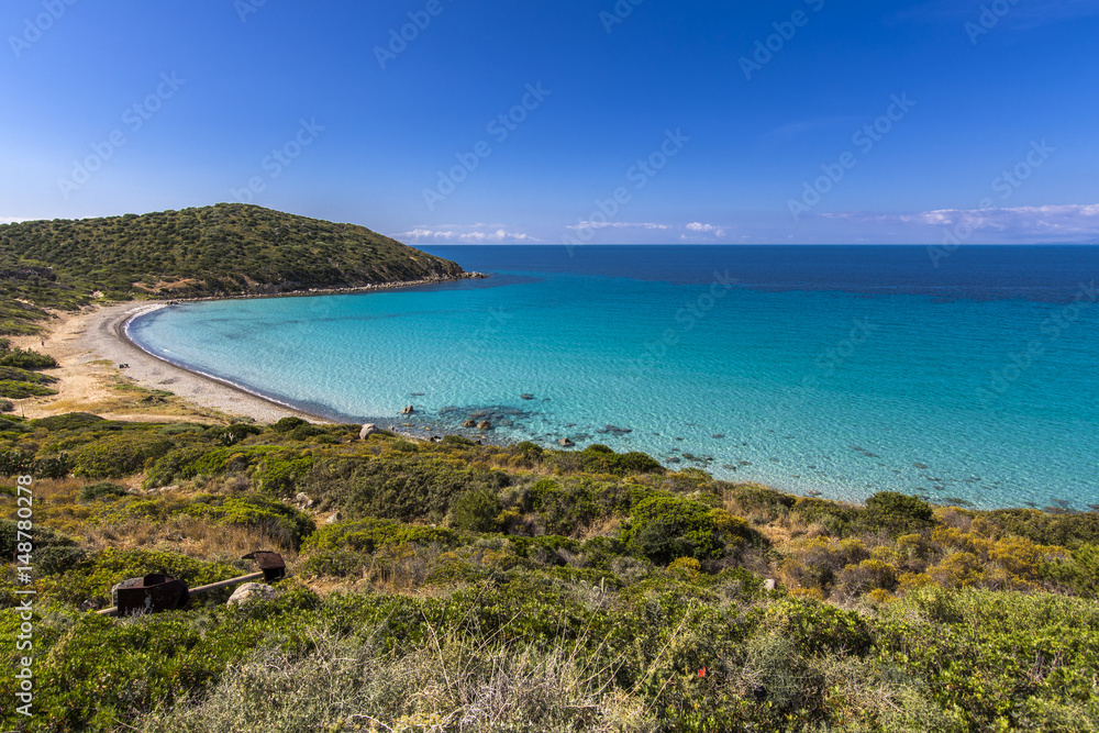 Beautiful paradise beach with turquoise sea - Sardinia Mari Pintau beach - Cagliari