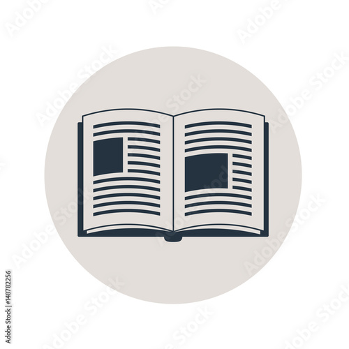 Icono plano libro abierto de educacion en circulo gris
