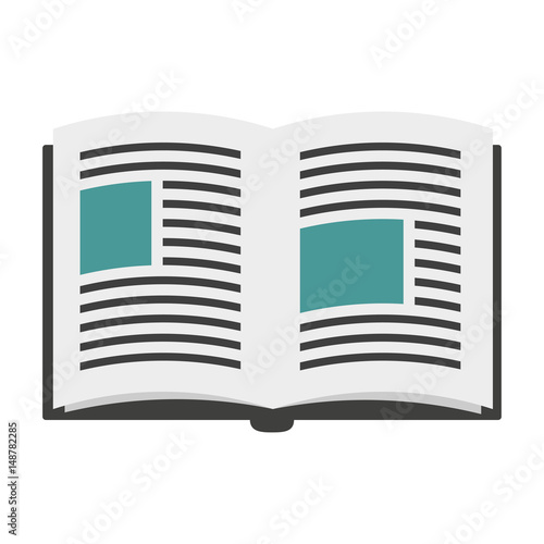 Icono plano libro abierto de educacion color en fondo blanco