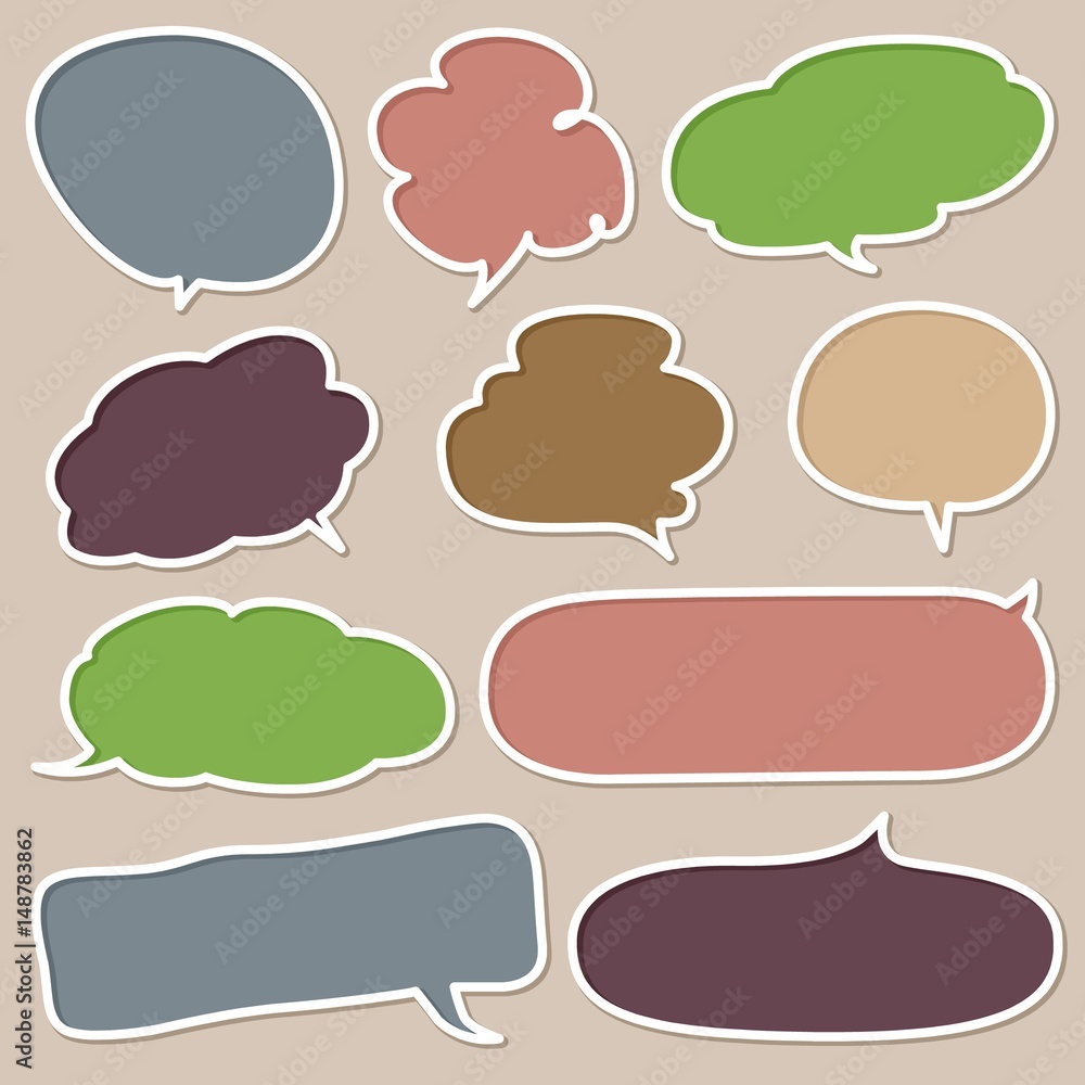 Set of Colorful Hand Drawn Speech and Thought Bubbles Set of Colorful Hand Drawn Speech and Thought Bubbles