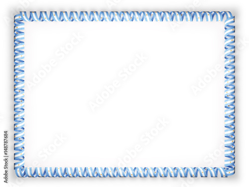 Frame and border of ribbon with theArgentina flag. 3d illustration