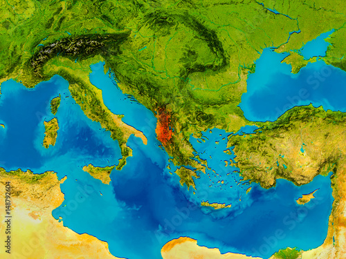 Albania on physical map