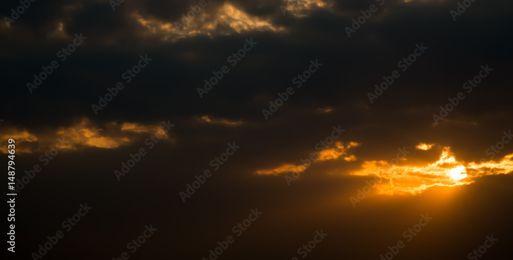 The dark cloud and sundown..