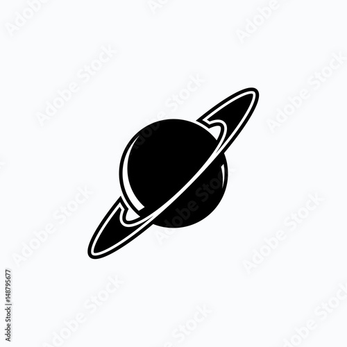 Planet with ring, Saturn icon. Vector illustration isolated on white background