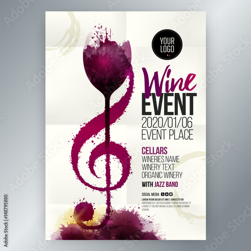 Idea concept wine and music. Colors and wine stains.