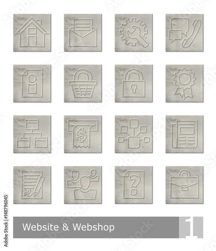 Vector icons set for website and webshop; vintage wood buttons
