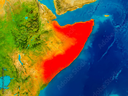Somalia on physical map