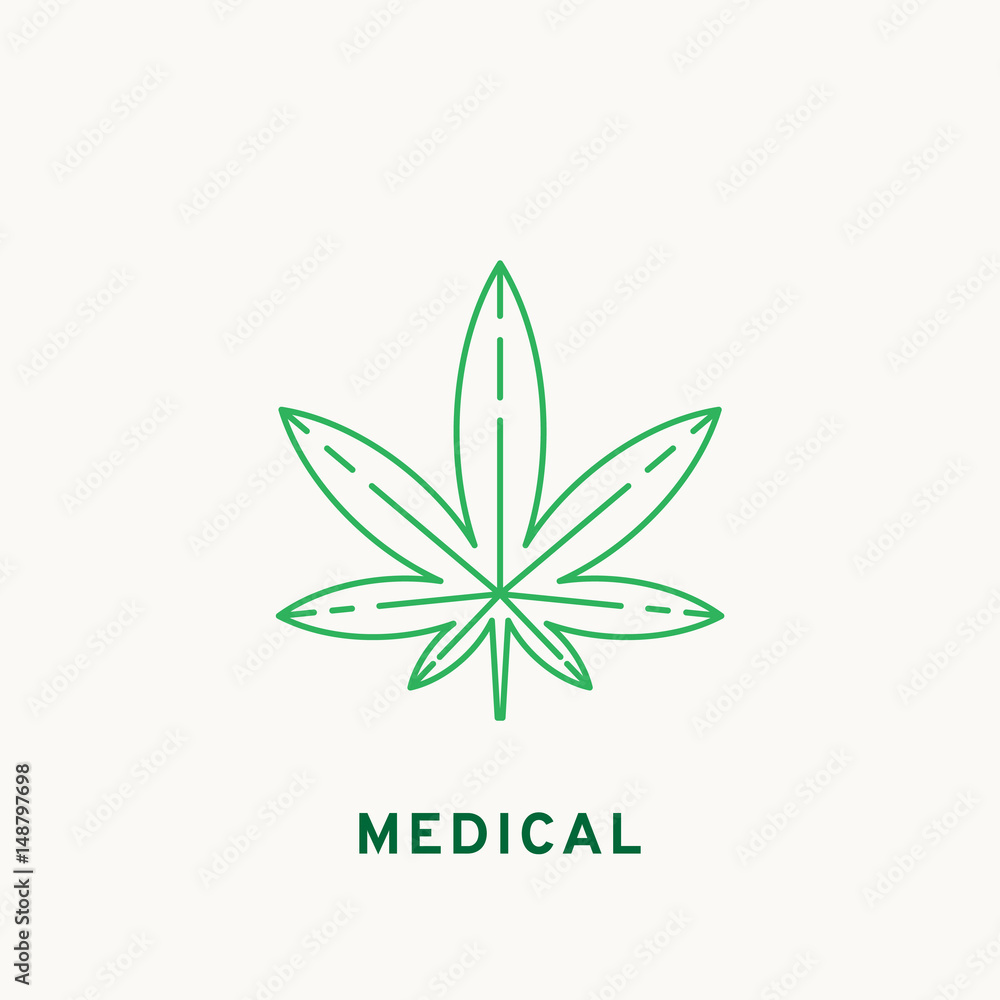 Marijuana icon, line design. Vector illustration Marijuana icon, line design. Vector illustration