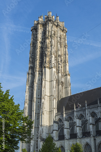 Turm der St. Romuald-Kathedrale in Mechelen / Malines, Belgien photo