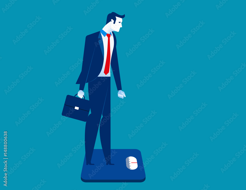 Businessman standing on the scale. Concept business illustration.