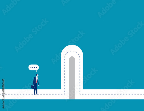 Barriers. Businessman with break barriers. Concept business illustration. Vector business character and abstract.