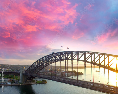 Sydney Harbour - Areal sunset view