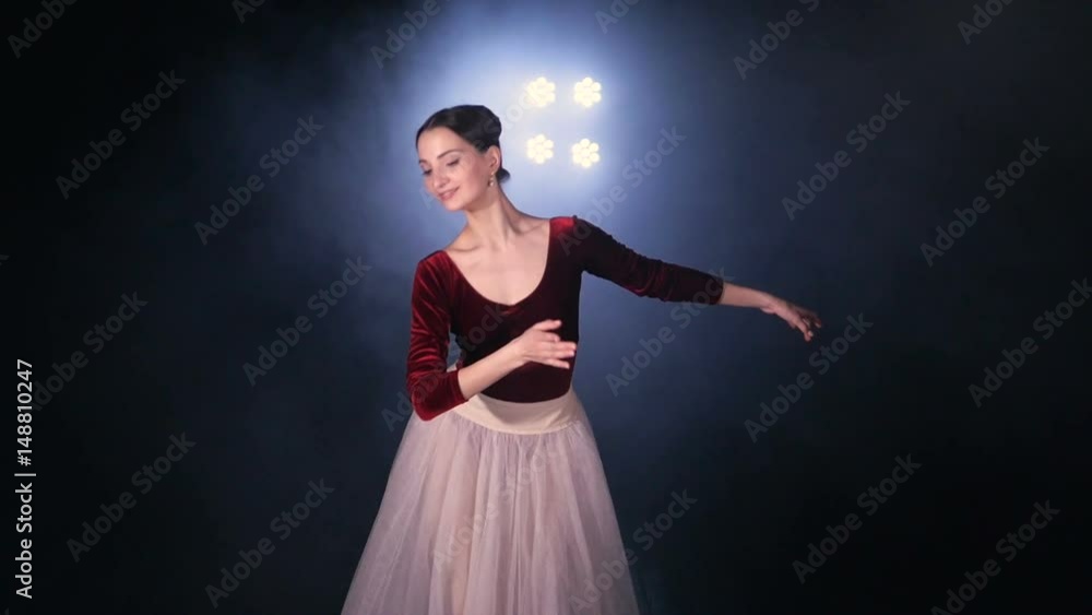 Ballet movements performed by the elegant ballet dancerl. Close-up. Portrait. HD.