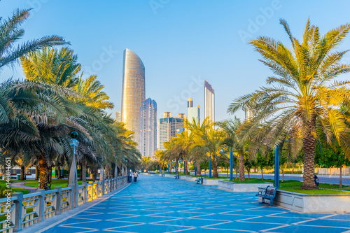 View of the corniche - promenade in Abu Dhabi, UAE