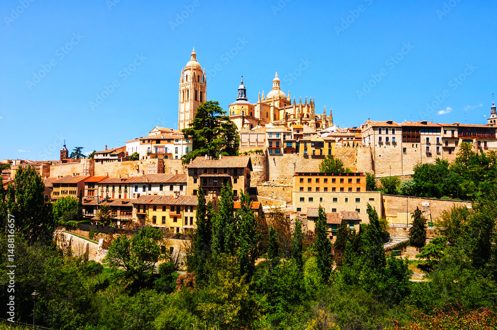 Segovia, Spain. Aerial view of old town
