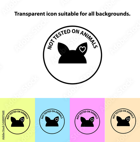 Transparent not tested on animals sign icon. Not tested symbol. Classic flat icon. Vector illustration.