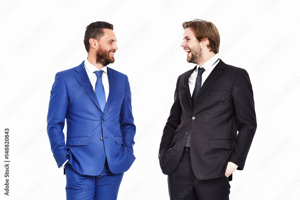 happy men, businessmen with beard on smiling face in outfit happy men, businessmen with beard on smiling face in outfit