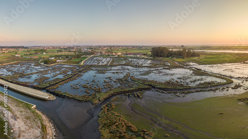 Aerial View of Ribeira do Gago at sunset photo