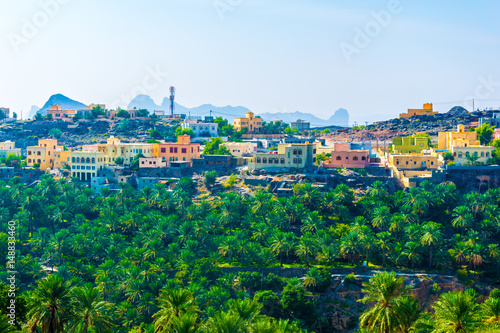 Aerial view of the Misfat Al Abriyeen village in Oman. photo