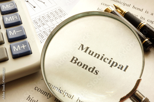 Canvas-taulu Document with title municipal bond on a table.