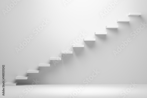 Fototapeta Ascending stairs abstract white 3d illustration