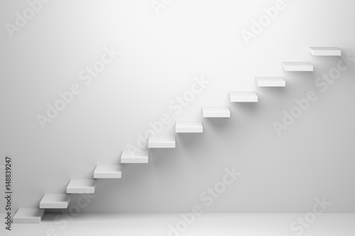 Ascending stairs in white empty room