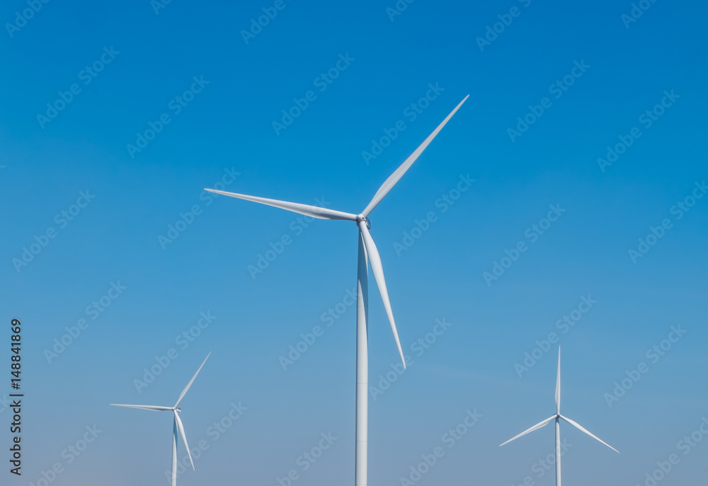 The white wind turbine. The white wind turbine.
