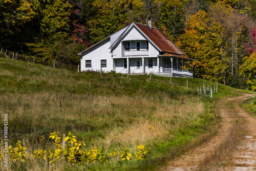 Abandoned Farm House with Winding Dirt Road - Autumn / Fall Colors - Vermont