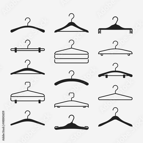 Collection of different black hanger icons