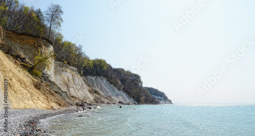 chalk rock cliff of Rugen Island  Germany  in springtime.