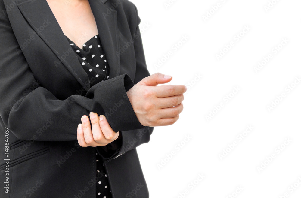 Business woman suffering from wrist pain