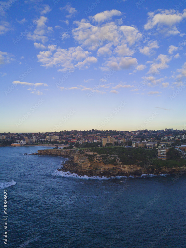 Sydney eastern coastline aerial view
