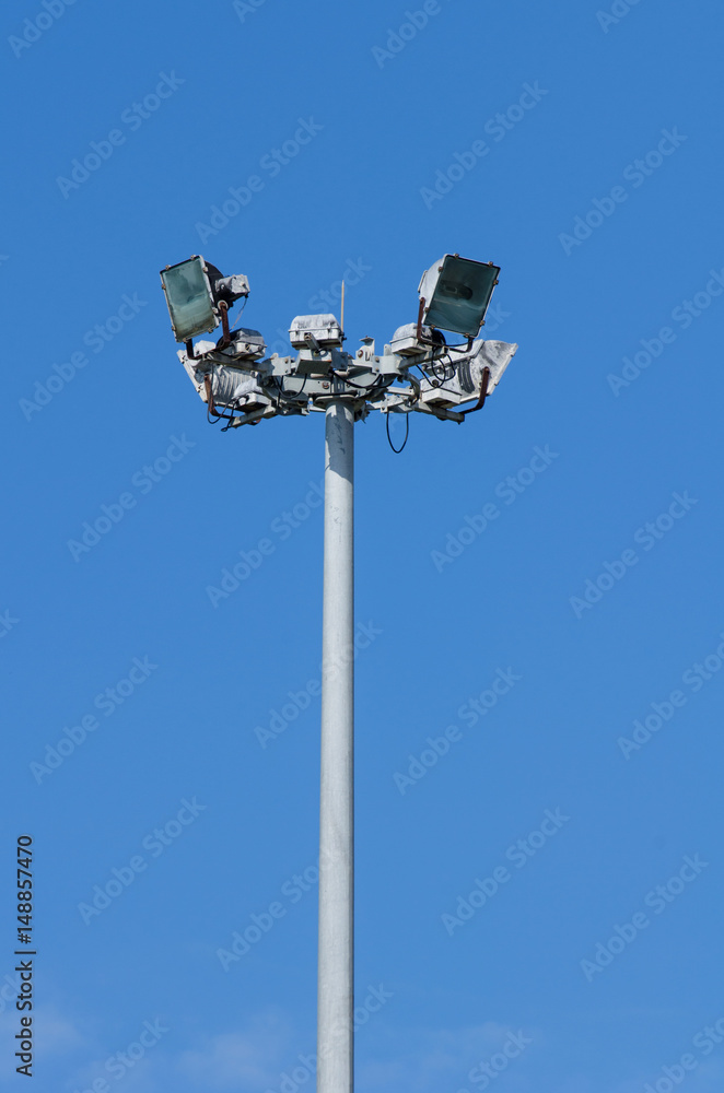 the spotlight tower with blue sky background the spotlight tower with blue sky background