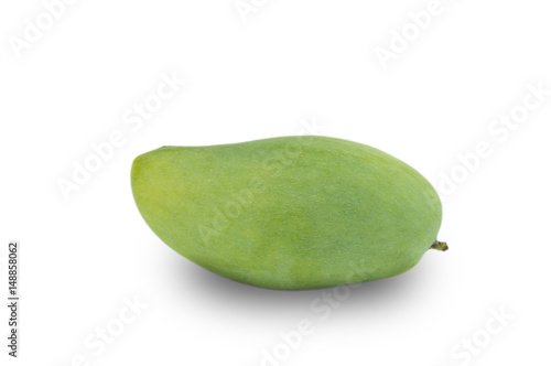 Green mango fruit isolated on white background