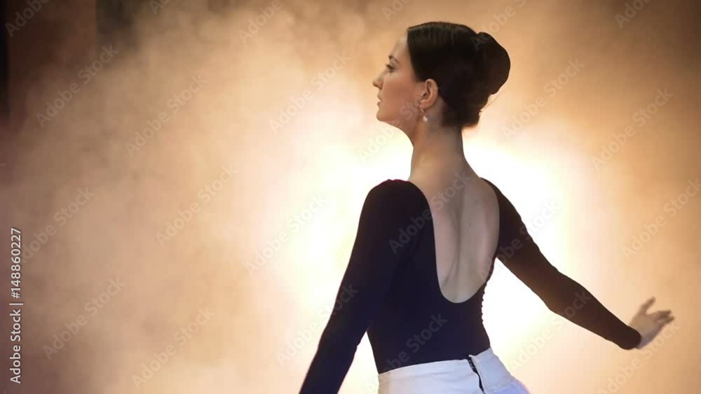 Steadicam of the dancing ballerina in the theatre. HD.