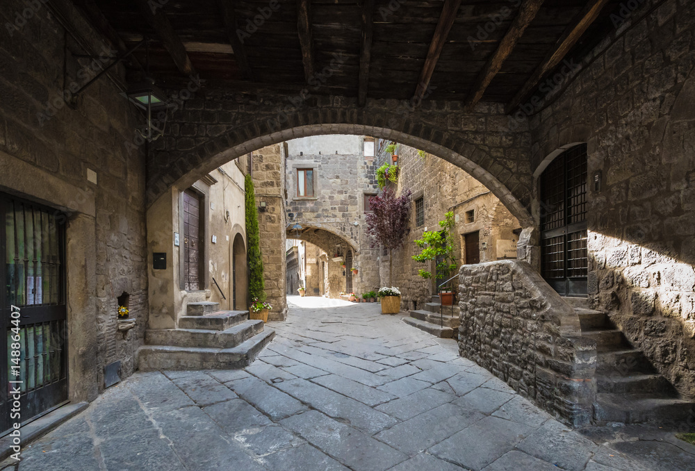 Viterbo, Italy - A sunday morning in the medieval city of the Lazio region, district named San Pellegrino