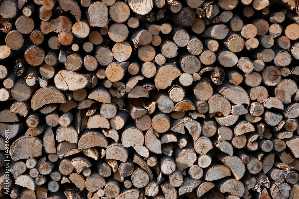 Chopped wood ready for heating, detailed view. Chopped wood ready for heating, detailed view.