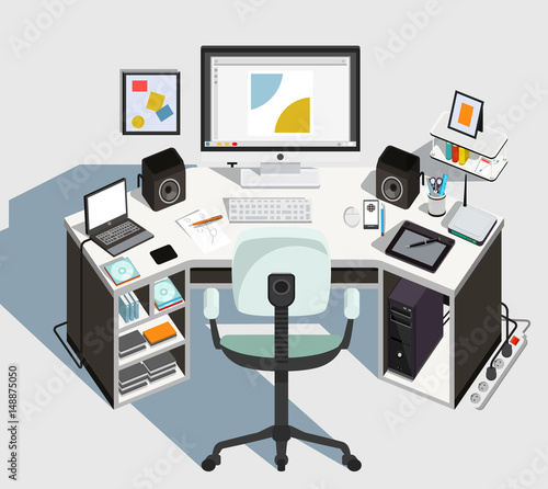 Designer workplace.  Vector illustration