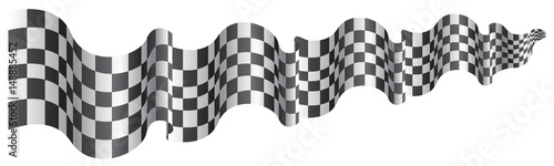 Checkered flag long size flying on white background vector illustration.
