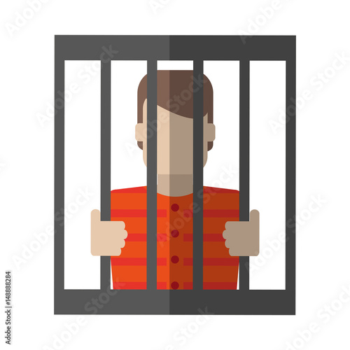 male prisoner behind bars icon image vector illustration design 