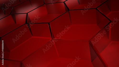 Red glass hexagons background 3d renderillustration photo