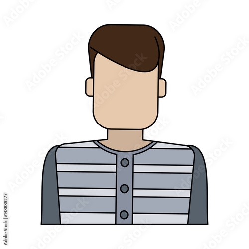 color graphic faceless man prisoner with uniform vector illustration